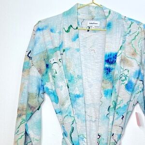 Richer Poorer Robe - Cotton - Medium in Blues and Greens Watercolor Patern